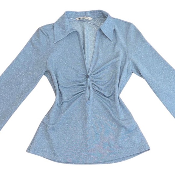 Sparkly Blue Zara Top with Cut out Size M - Picture 1 of 4